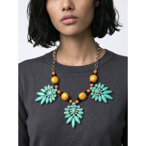 Unknown source Jewelry - Y2K Statement Necklace Glow Black Light Gold Tone Rhinestone Bib Adjustable